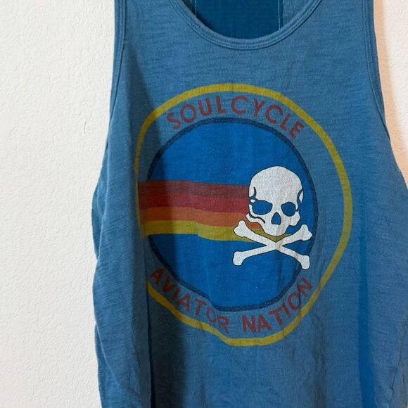 Aviator Nation x Soul Cycle Blue Sleeveless Racerback Tank Top Womens Size Large - Picture 3 of 6